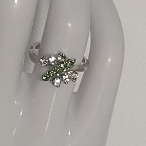 Green Dragonfly Silvery Ring